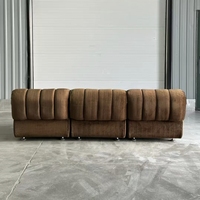 Canapé modulaire en velours brun rétro design antique moyen, combinaison libre, canapé de salon pour trois personnes, appartement, canapé de détente