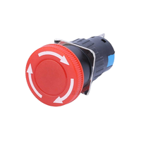 Bouton-poussoir d'arrêt d'urgence en forme de champignon rouge de 16 mm, à rotation pour déverrouiller, autobloquant, en plastique, pour contrôle industriel
