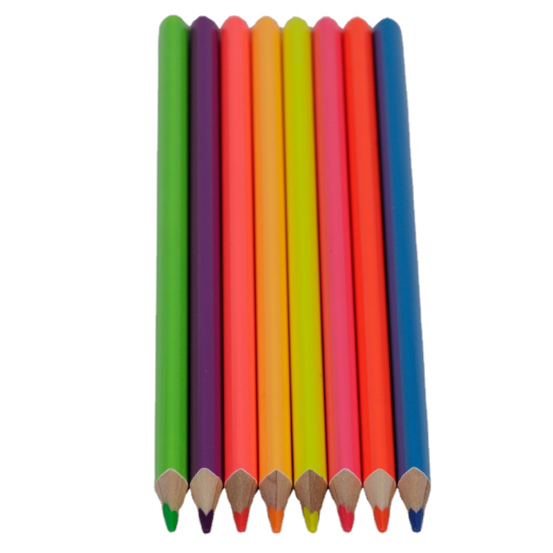 Color de neón de lápiz de triángulo de madera para niños de madera 7 pulgadas lápiz de Color en a granel o caja de papel 3,0mm de alto, Sfot Poplar 12 colores