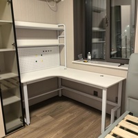 Bureau d'ordinateur de bureau d'angle à domicile blanc avec grand bureau et étagère extensible Table en bois en forme de L avec rangement
