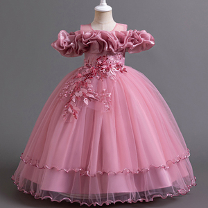 Robe d'été transfrontalière pour enfants, style européen et américain, imprimée, à manches volantées, robe de princesse pour petites filles, vente en gros - Product Image 3