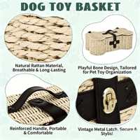 Panier de rangement en jonc de mer en forme d'os pour petits/moyens chiens et chats - Organisateur écologique pour jouets à mâcher et friandises