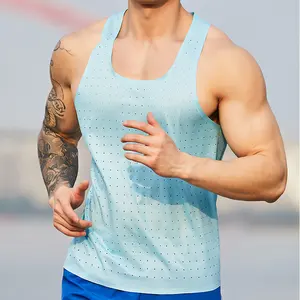 Sin costuras corte láser para hombre de secado rápido Racer back Marathon chaleco Running camiseta sin mangas Tech Fabric Gym Shirts Hombres