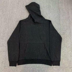 <span class=keywords><strong>Felpa</strong></span> <span class=keywords><strong>con</strong></span> <span class=keywords><strong>Cappuccio</strong></span> e Strass da <span class=keywords><strong>Uomo</strong></span> Stile Streetwear <span class=keywords><strong>con</strong></span> Logo Personalizzato 100% Cotone Pesante Oversize Spalla Scesa Pullover Nero - Product Image 6