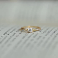 Bague en argent sterling 925 plaqué or 14 carats avec zircon brillant, bijoux de mariage exquis pour femmes