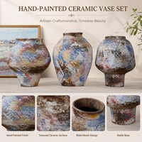 Vase à fleurs en céramique rustique Jossin avec finition artistique texturée pour la décoration de table de salon et accessoires de maison