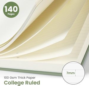 Quaderno a Spirale Rigato Taja per Donne e Uomini, 140 Pagine, Righe College, Copertina Rigida, per Lavoro, Appunti e Scrittura, A5 (5.7x7.9"), Verde, Regalo - Product Image 2