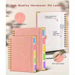 Leather Spiral A3 <b>Notebook</b> Plastic Dividers Pictographic Weaving Machine Quality <b>Thick</b> Pages Lay Flat Easy Write - Product Image 2