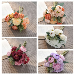 Bouquet de fleurs artificielles CallaFloral Ranunculus Jaune Rouge Vin Orange Blanc Laiteux Violet Clair Décoration d'intérieur Maison Mariage - Product Image 3