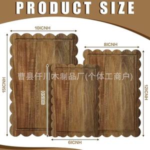 Acacia Wood Wavy Edge Cutting Board Set 38cm Anti-Slip <b>Kitchen</b> Chopping Block <b>For</b> Food Prep - Product Image 4