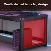 GEHENG Z-N-058 Bureau d'ordinateur double ergonomique en forme de L pour e-sport, cadre en acier, surface en MDF, étagère pour moniteur, support pour CPU pour le jeu