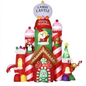 WINWAY Décoration de Noël gonflable en PVC de 12 pieds pour l'extérieur avec garantie de 3 ans, château de Noël géant et écologique, Père Noël, bonhomme de neige - Product Image 1