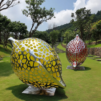 Large Hollow Stainless Steel Fruit Sculpture Giant Lemon Pear Metal Statue for Outdoor Park Plaza Landscape Decoration
