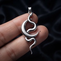 Großhandel Edelstahl Vintage Schlangen- und Himmelsmond-Anhänger Minimalistisches Alternatives Gotisches Tier-Accessoire