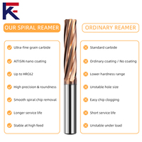 Escariador espiral de carburo de alta precisión KF H7 H8 H9 para acero inoxidable, herramienta de ranurado CNC de carburo 6F