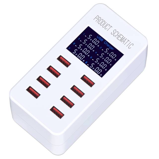 2024 Hot Selling High-quality Portable 50w 8-port Usb Charging Station with Display Suitable for Business Home Usb Charger