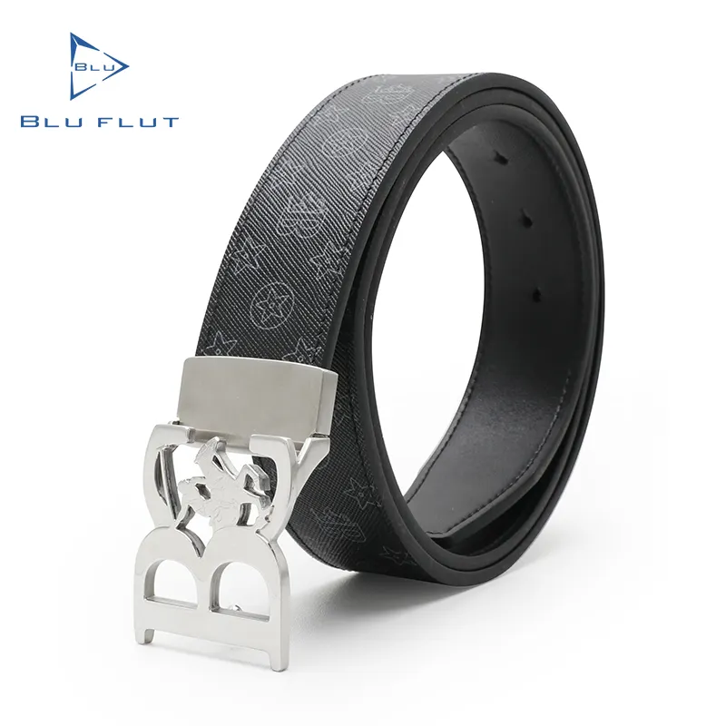 High quality customized color printing cowhide leather men belt genuine leather belt for man