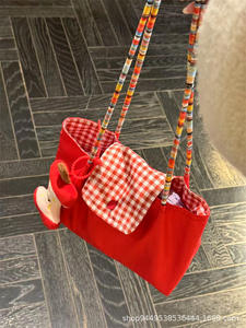 กระเป๋าถือผ้าแคนวาสลายสก็อตสีแดงสไตล์เกาหลีใหม่ ขนาดใหญ่ สำหรับผู้หญิง นักเรียน นักศึกษา กระเป๋าสะพายไหล่ลำลอง - Product Image 3