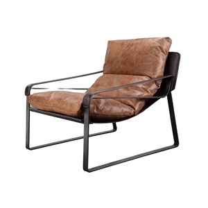 الجملة مخصص رخيصة مطعم الأثاث مطعم أريكة جلدية أصلية البني الترفيه الكراسي - Product Image 4