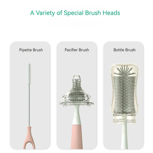 3 in 1 Baby Water Bottle 360 Degree Rotating Straw Nipple <strong>Nylon</strong> <strong>Brush</strong> Cup Cleaning Silicone <strong>Brush</strong> Set with Storage Drying Rack