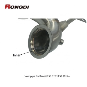 ท่อดาวน์ไปป์สแตนเลส 304 สำหรับ Mercedes-Benz AMG GT53/GT50/E53 M256 3.0T ปี 2020-2023 ท่อไอเสียแบบขัดเงา - Product Image 2