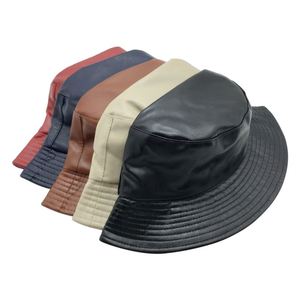 Chapeau bob en cuir PU chaud pour l'hiver, imperméable, pliable, à dessus plat, style pêcheur - Product Image 4