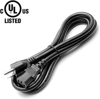 Câble d'alimentation Volex 220 V pour ordinateur portable, prise mâle 15A, 18AWG, 3 broches, IEC320, cordon d'extension d'alimentation à angle droit C13 vers Nema 5-15P, US