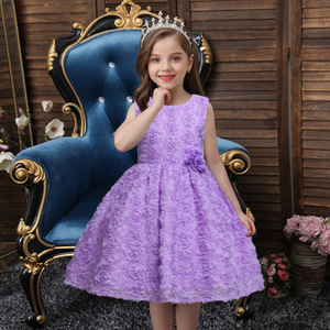 Vestido de princesa morado para niñas, ropa formal de encaje con corte en A, disfraz para el día del niño DT038 - Product Image 1