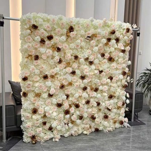 Panel floral 5D premium de rosas blancas de lujo, telón de fondo floral realista de seda para escenario de bodas - Product Image 1