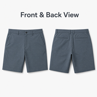 Shorts de golf pour hommes en bleu ardoise avec imprimé subtil, shorts de golf extensibles à séchage rapide, OEM ODM, étiquette privée, approvisionnement en gros