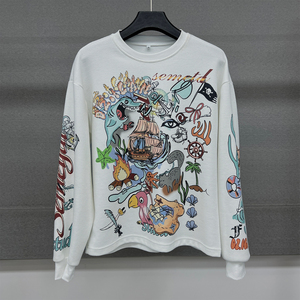 เสื้อยืดสตรีทแวร์ทรงบ็อกซี่ ผ้าหนา พิมพ์ลายกราฟิกตามสั่ง ผู้ผลิตเสื้อยืดโอเวอร์ไซส์ แขนยาว ผ้าวาฟเฟิล - Product Image 1