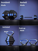 Juego de Mancuernas, Barra y Kettlebell 4 en 1 Ajustable de Metal con Soporte de Almacenamiento Portátil, Kit Combinado Multifuncional para Ejercicio en Casa