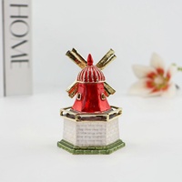 SHINNYGIFTS Vente en gros Boîte à bibelots émaillée en forme de moulin à vent, Boîte de rangement pour bijoux en métal, Souvenir touristique des Pays-Bas, Mini ornement décoratif pour la maison