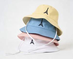 Chapeau Bob Brodé Tour Eiffel Multicolore avec Sangle de Menton Réglable, Protection Anti-UV, Chapeau de Soleil Décontracté pour Activités de Plein Air, Style Pêcheur - Product Image 5