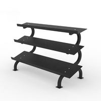 Support de rangement pour kettlebells à 3 niveaux NO.80, noir, pour salle de sport commerciale, fabrication professionnelle d'équipements de gym