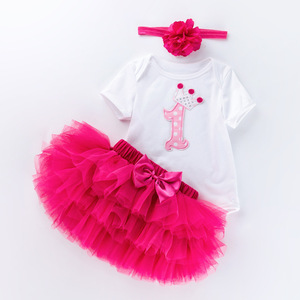Großhandel Sommer Geburtstag Baby Mädchen Strampler Niedliche Baby Urlaubskleidung Mit Tüllkleid - Product Image 6