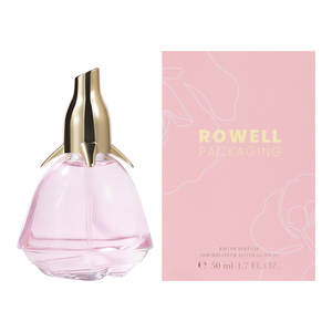 Bottiglia di profumo personalizzato e scatola di vetro fantasia Design rosa eleganza <span class=keywords><strong>50</strong></span> <span class=keywords><strong>Ml</strong></span> con coperchio in oro unico schermo cosmetico stampa coperchio in plastica - Product Image 1