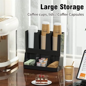 使い捨て紙カップ蓋ディスペンサー コーヒーカップと蓋収納オーガナイザー 紙製＆プラスチックカップ ティーバッグオーガナイザー 収納ホルダー - Product Image 4