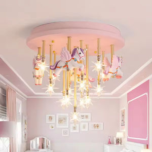 Moderno <span class=keywords><strong>Lampadario</strong></span> a Giostra Stile Cartone Animato per <span class=keywords><strong>Cameretta</strong></span> di Bambino e <span class=keywords><strong>Bambina</strong></span>, Illuminazione da Principessa, Plafoniera a LED per Camera da Letto - Product Image 4