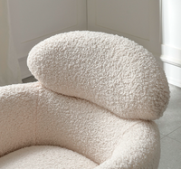 Fauteuil inclinable en fausse fourrure crème, fauteuil d'appoint moderne, fauteuil de détente avec pieds en métal doré pour salon, salle à manger, bar à domicile, certifié BSCI