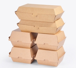 Kích thước tùy chỉnh in logo thực phẩm dùng một lần lớp các tông bánh <span class=keywords><strong>hamburger</strong></span> Takeaway bao bì kraft giấy vỏ sò Burger hộp - Product Image 5