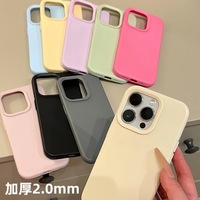 Coque de téléphone en silicone liquide épais de couleur unie, simple, couleur gelée de riz, compatible avec Apple 17, protection intégrale contre les chocs