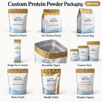 Sachet debout personnalisé pour protéines en poudre, emballage refermable avec logo imprimé, sac alimentaire en plastique, emballage en aluminium