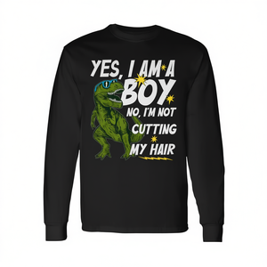 Sí, soy un niño, no me corto el pelo, camiseta de manga larga con diseño de dinosaurio - Product Image 2