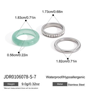 Stackable Natural Stone <b>Stainless</b> <b>Steel</b> <b>Ring</b> Set 18K Gold Plated Tarnish-Free <b>Rings</b> for Women Wholesale - Product Image 4