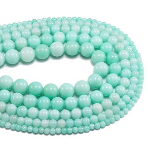 ลูกปัดหินแคลเซโดนีสีเทียนเหอ ทรงกลม พลอยธรรมชาติ สำหรับทำสร้อยข้อมือ ขนาด 6 มม. 8 มม. 10 มม. 12 มม. 14 มม. - Product Image 4
