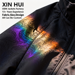 Custom High Quality Color Changing <b>Jacket</b> <b>Men</b> Reflective Rainbow Windbreaker OEM Waterproof <b>Light</b> Sensitive Bomber <b>Jacket</b> - Product Image 3
