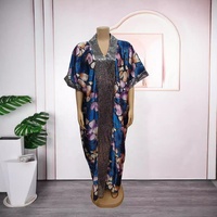 Robe boubou florale de luxe en diamant, nouvelle mode africaine 2025, avec poches des deux côtés, décontractée, ample, grande taille pour femmes K0716