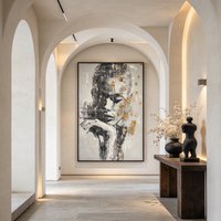 Art mural texturé peint à la main, portrait féminin abstrait fleuri, toile verticale, déco vintage chambre