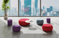 Pouf cylindrique rembourré moderne multi-tailles pour hall d'exposition et mobilier commercial de salle d'attente